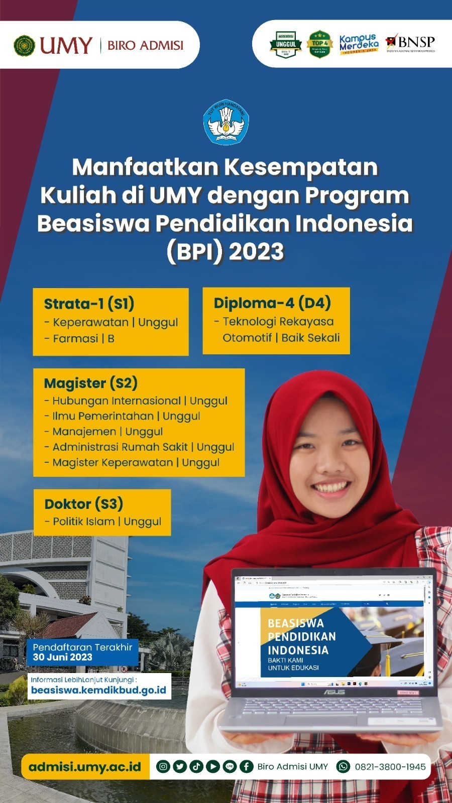 Informasi Beasiswa Pendidikan Indonesia (BPI) ADMISI UMY